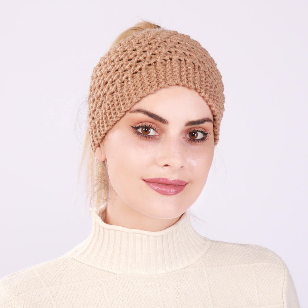Diadema tejida para mujer protección de oídos cálida invierno_voghion.com