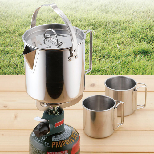 Outdoor foldable kettle portable stainless steel picnic cooker kettle camping coffee pot teapot hanging pot