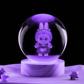 Labubu のさまざまなクリスタルボールナイトライトクリエイティブ発光装飾品デスクトップフィギュアギフト漫画かわいい|undefined