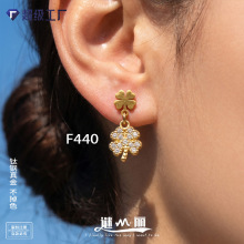 谜丽欧美跨境四叶草女士耳环轻奢耳钉不锈钢镀金不掉色高级感饰品