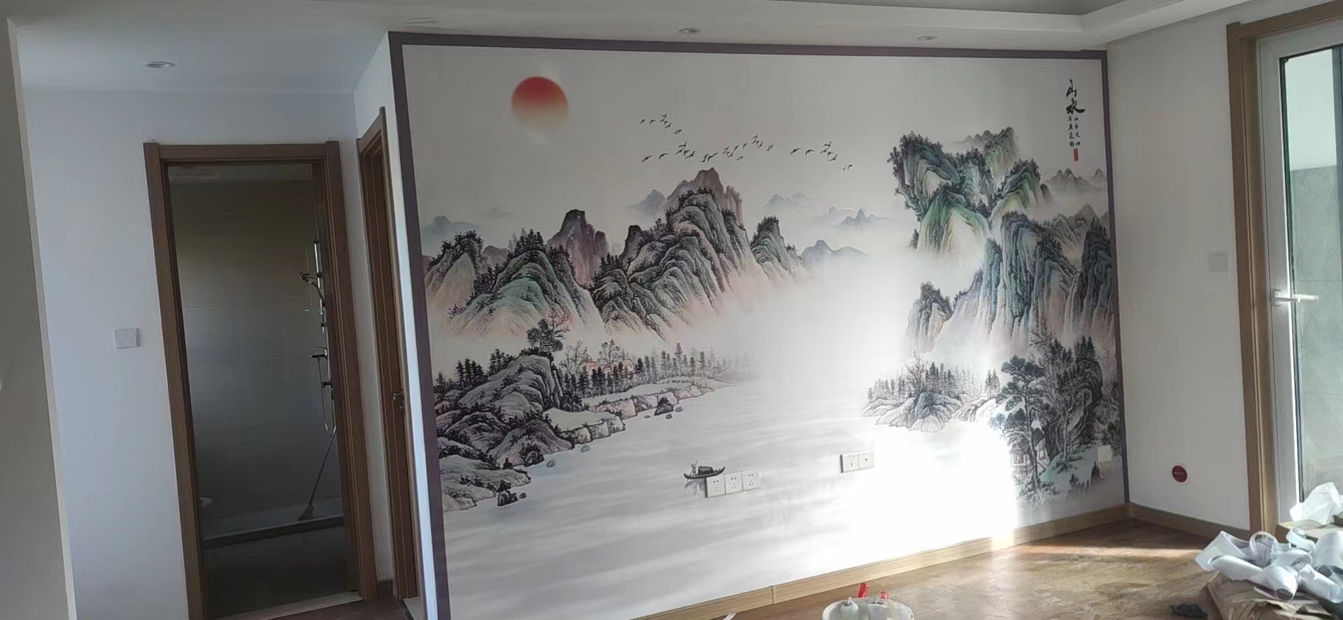 背景墙新中式山水