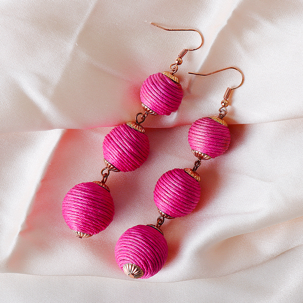 50006 New Cross-Border Bohemian Ethnic Earrings Winding Ball Earrings Wax Ball Earrings Factory Dire