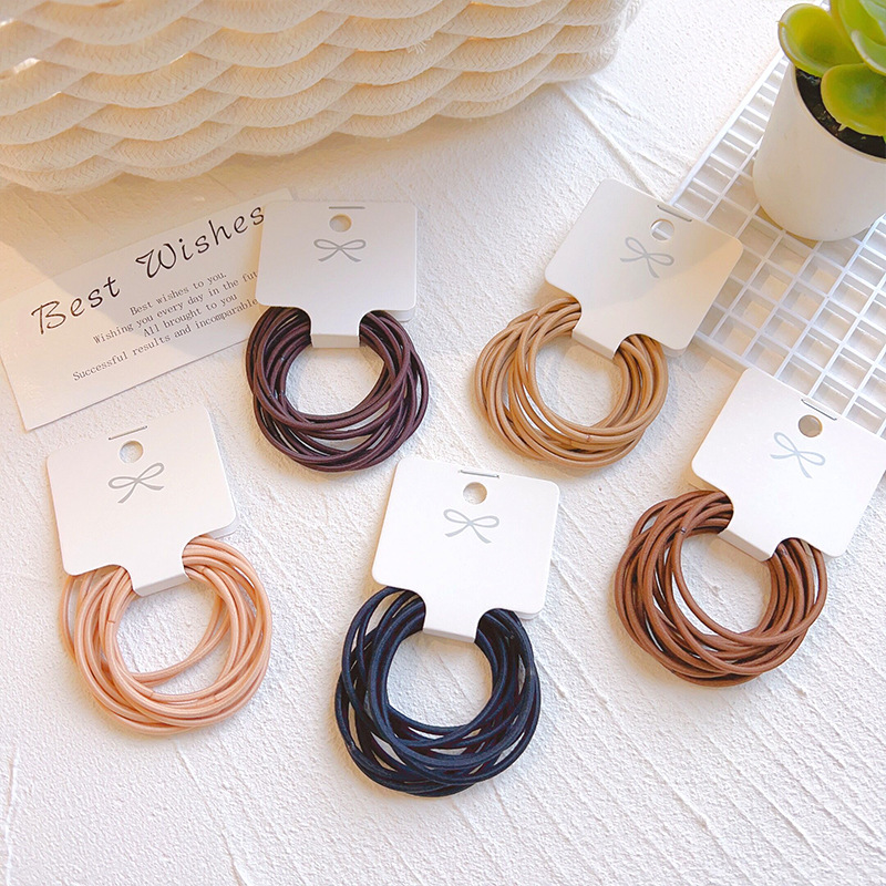 Basic Color Cream Rubber Bands 2mm Seamless High Elasticity Hair Tie for Women Simple Hair Ring Japanese Hair Ties