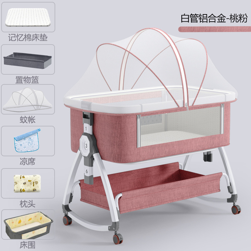 Cama de bebé de aleación de aluminio cama de costura cama multifuncional móvil plegable cama infantil bebé recién nacido cama cuna cama