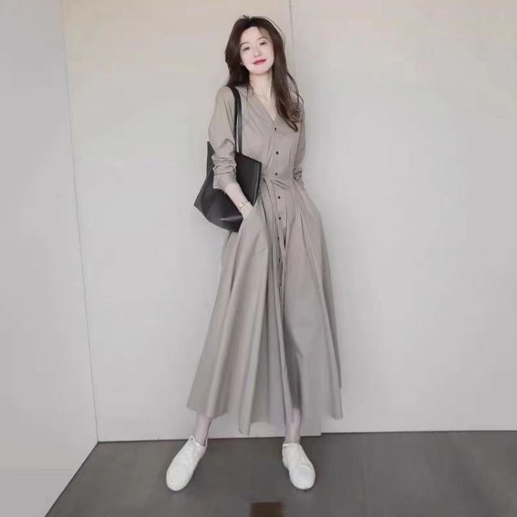 欧洲站秋装女2025年新款长袖连衣裙冷淡风女装高级感御姐气质长裙