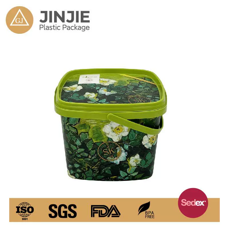 PP塑料包装盒食品级塑料盒带盖3.2L升膜内贴食品桶塑料方桶