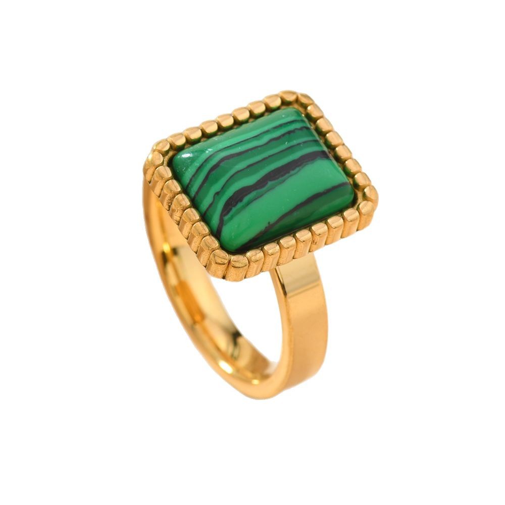 Europa y los Estados Unidos acero inoxidable transfronterizo joyería de fundición punto de onda rectangular anillo de piedra natural anillo de moda fabricantes de anillos de pareja image 6