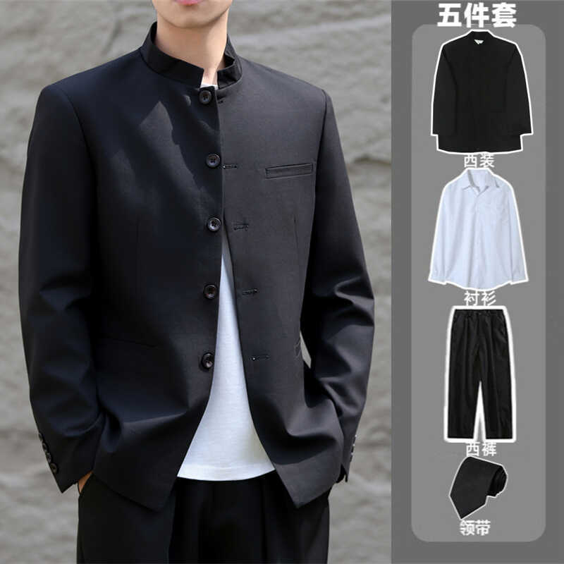 Chinese tunic suit male Zhao Shanhe same style jacket spring and autumn new Chinese style jacket net red jacket stand collar suit suit Chinese tunic suit male Zhao Shanhe same style jacket spring and autumn new Chinese style jacket net red jacket stand collar suit suit