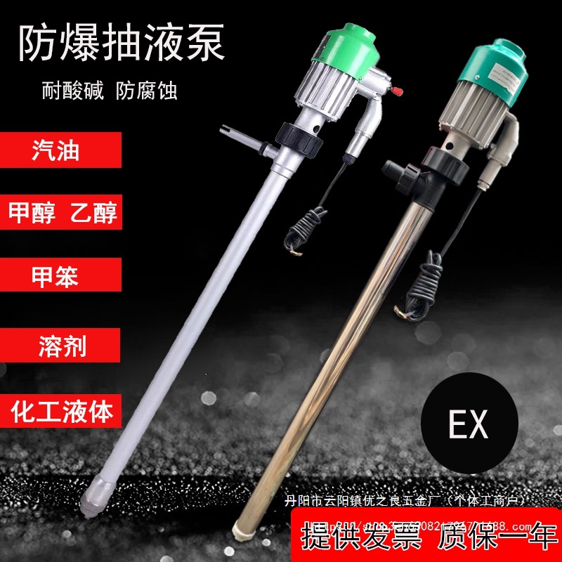 电动防爆抽油泵220V手提式油桶泵不锈钢化工抽液泵汽油甲醇加批发