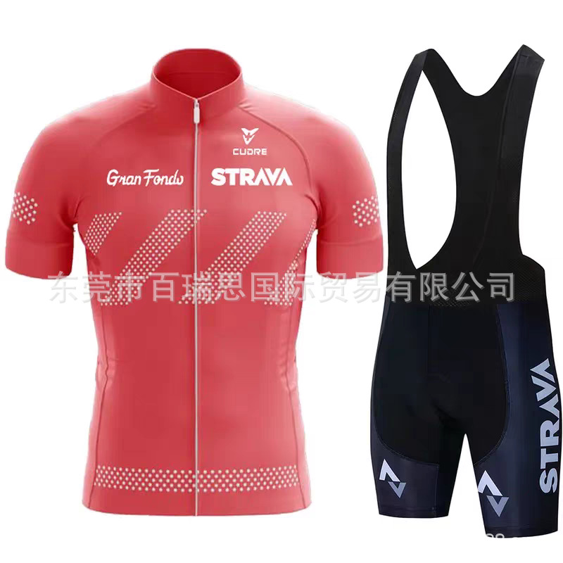 Cross-Border European and American Size Strava New Road Cycling Jersey Men's Suit Short-Sleeved Breathable One-Piece Drop Shipping