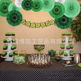 跨境彩色镂空纸扇花蜂巢纸薄页纸扇花生日橱窗背景装饰品