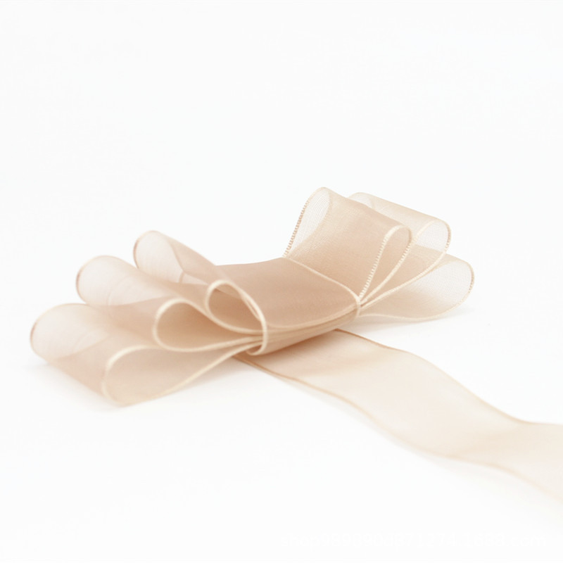 2,5 cm cinta de gasa decoración de la boda de vacaciones de oro cinta regalo del día de san valentín embalaje de la flor cinta de hilo de nieve