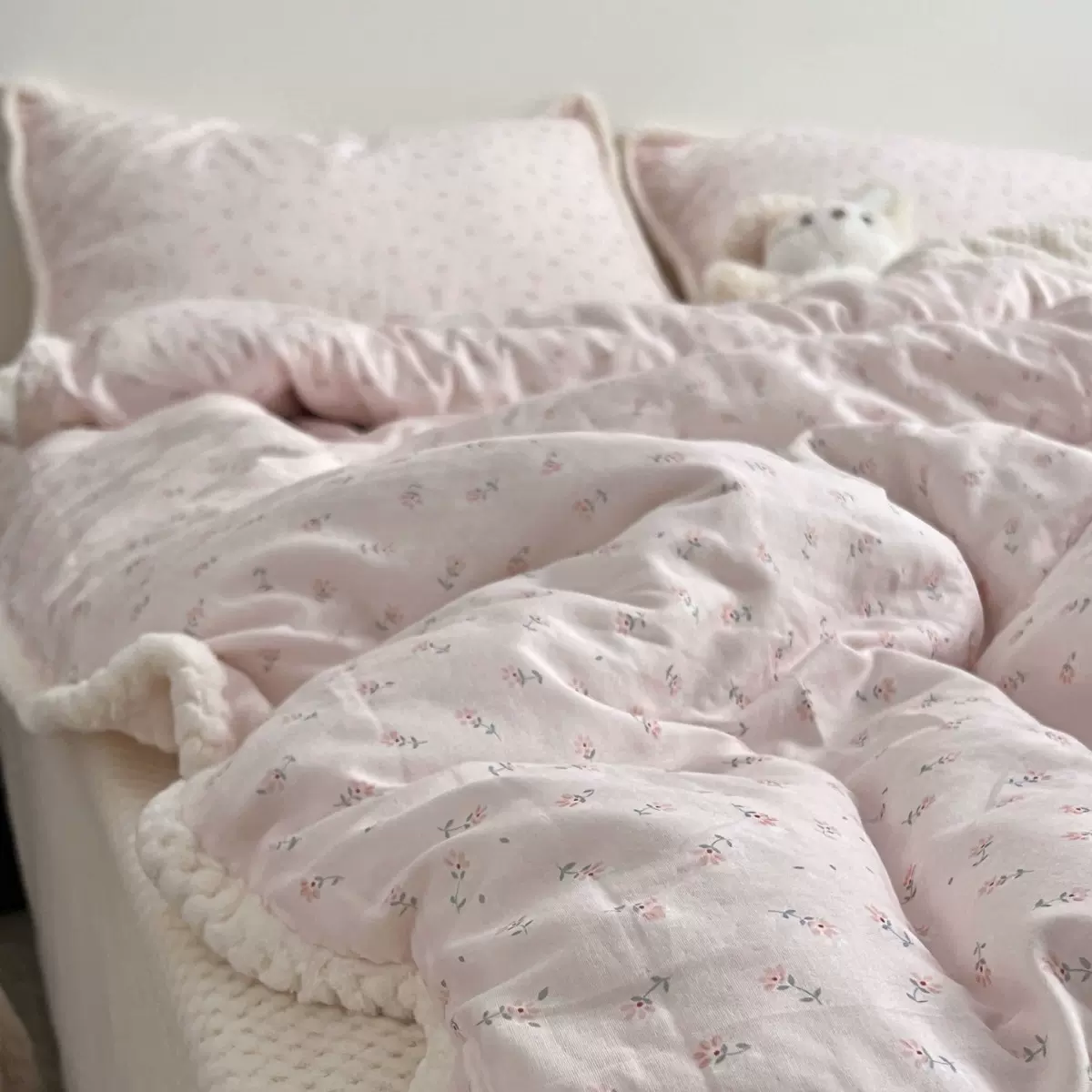 小红书爆款棉加绒四件套全棉纯棉加华夫格宝宝绒被套加厚保暖床品