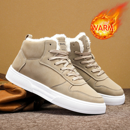 Men's Overalls High-Cut Cotton Snow Boots Winter Warm Fleece Casual Slip-on Fashion Sports Shoes