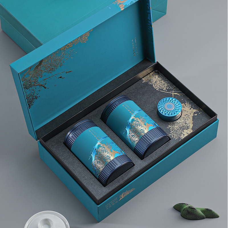 新款礼品现货半斤装茶叶礼盒双罐马口铁空盒装普洱茶饼通用批发