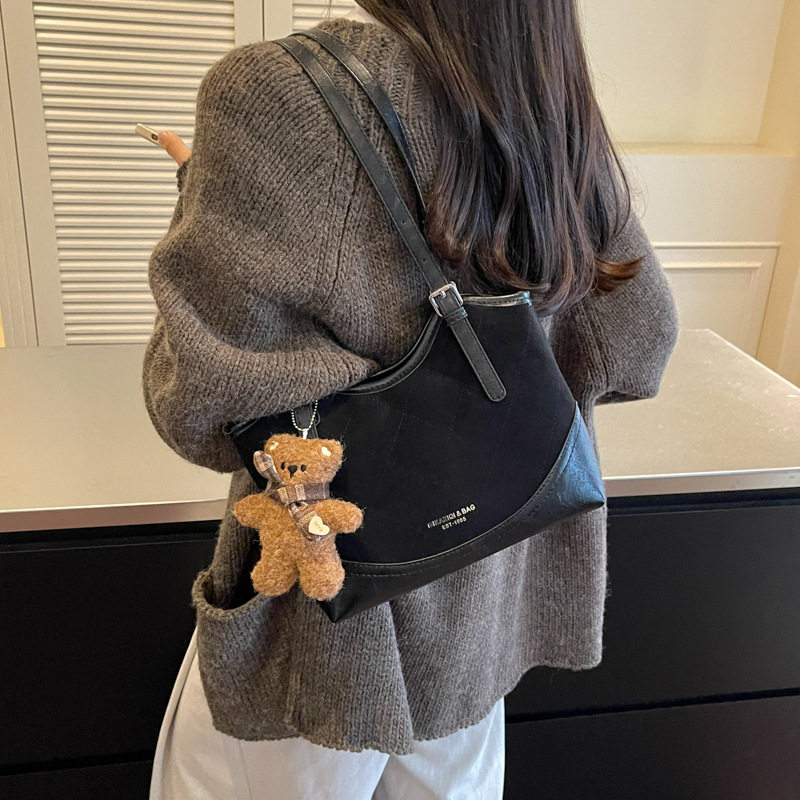 Túi tote nữ cỡ lớn dáng shopping, đeo vai và kẹp nách, chất liệu PU mềm, phong cách hiện đại — Màu cà phê Không có mặt dây chuyền, Màu nâu không có mặt dây chuyền, Rượu đỏ không có mặt dây chuyền, Đen không có mặt dây chuyền chi tiết 23