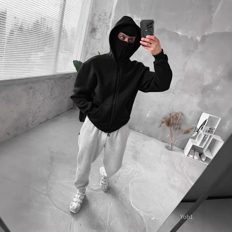 Men's Fashion Foreign Trade Plain Hoodie with Double Hood and Zipper, Cool Style Loose Zipper Sweatshirt Top Men's Fashion Foreign Trade Plain Hoodie with Double Hood and Zipper, Cool Style Loose Zipper Sweatshirt Top