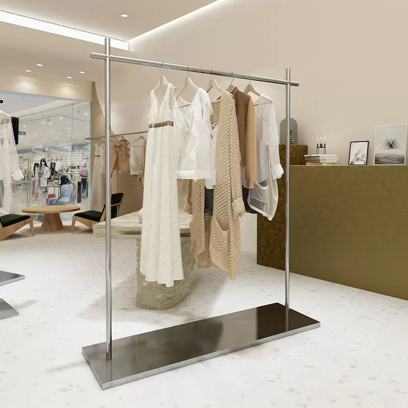 网红女装店不锈钢挂衣架落地衣架中岛架陈列货架服装店展示架