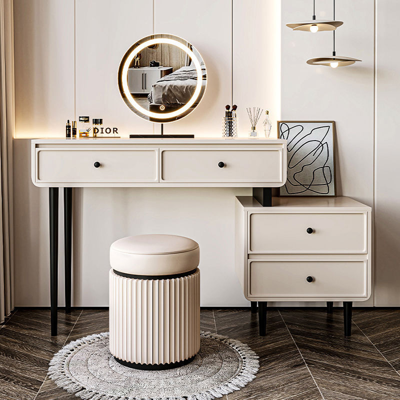 Light Luxury Dressing Table Bedside Table Integrated Bedroom Modern Simple Cream Style Makeup Table Small Apartment Desk Makeup Table