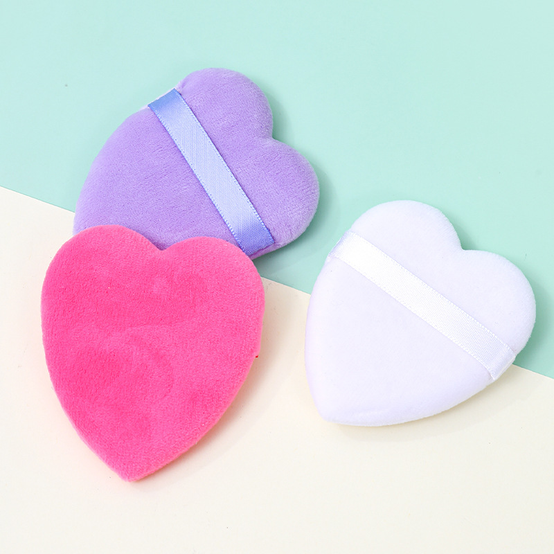 Fuera transfronterizo corto flocado amor soplo de polvo seco no come polvo esponja de terciopelo vertical polvo suelto maquillaje de algodón fábrica logotipo personalizado