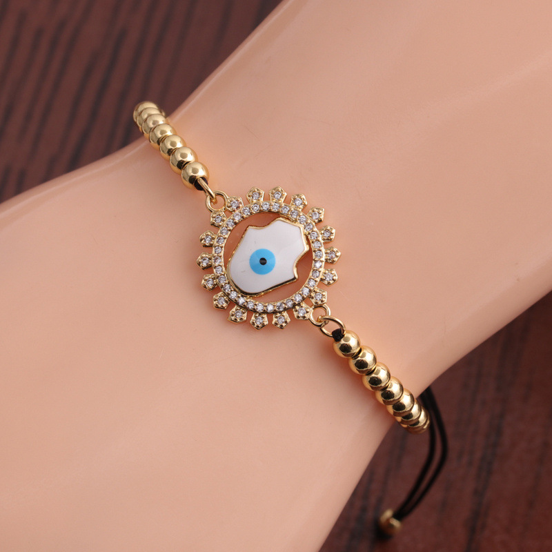 Fashion Devils Eye Palm Beads Copper Zircon Bracelet Wholesalepicture1