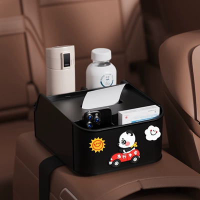 Car tissue box/set Armrest Box Storage Box Water - safe-travel-8th-generation-armrest-box-storage-box-black