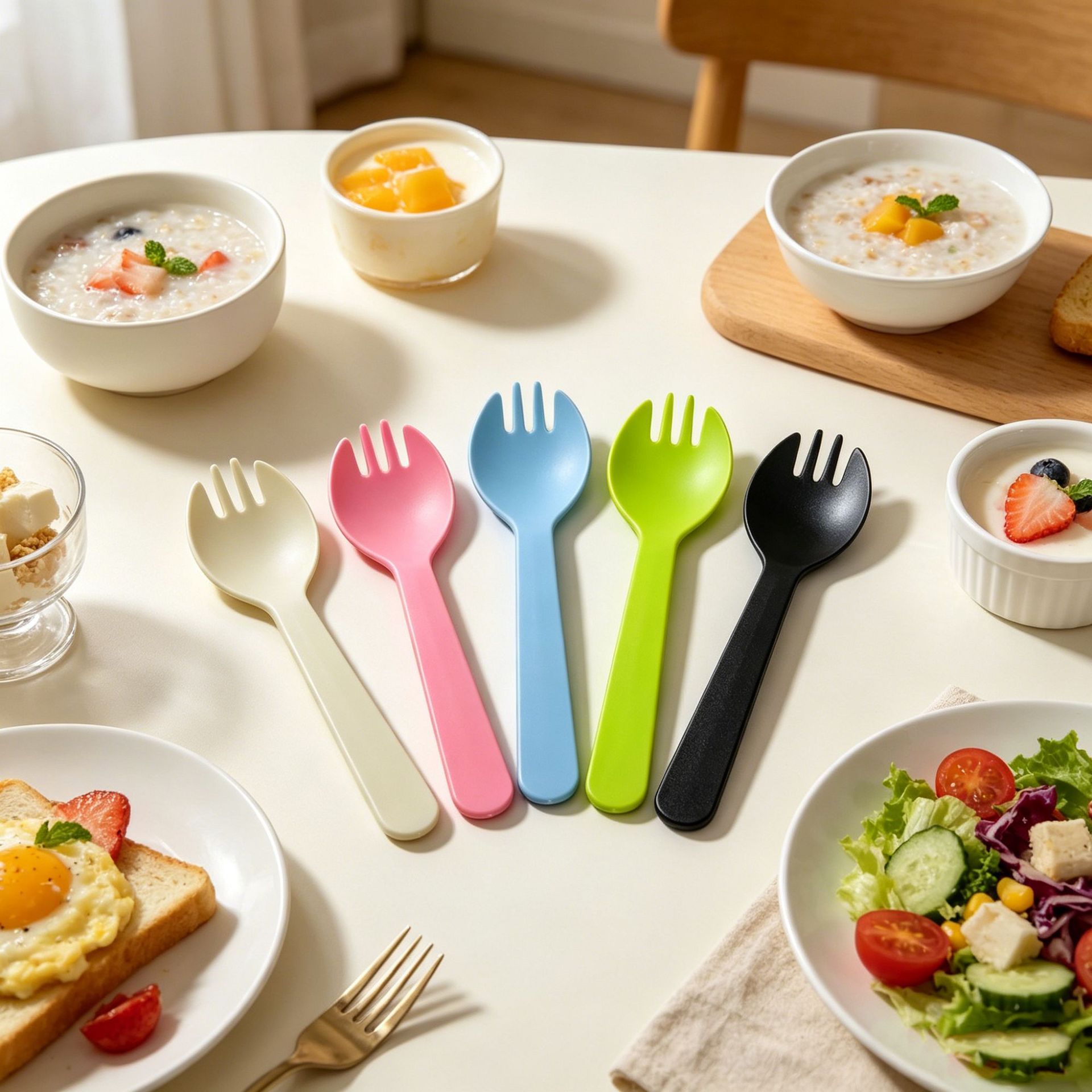 Wholesale Disposable Fork-Spoon Set, Individually Packaged Dessert Spoons, Commercial Thickened Cake Forks, Disposable Ice Cream Spoons