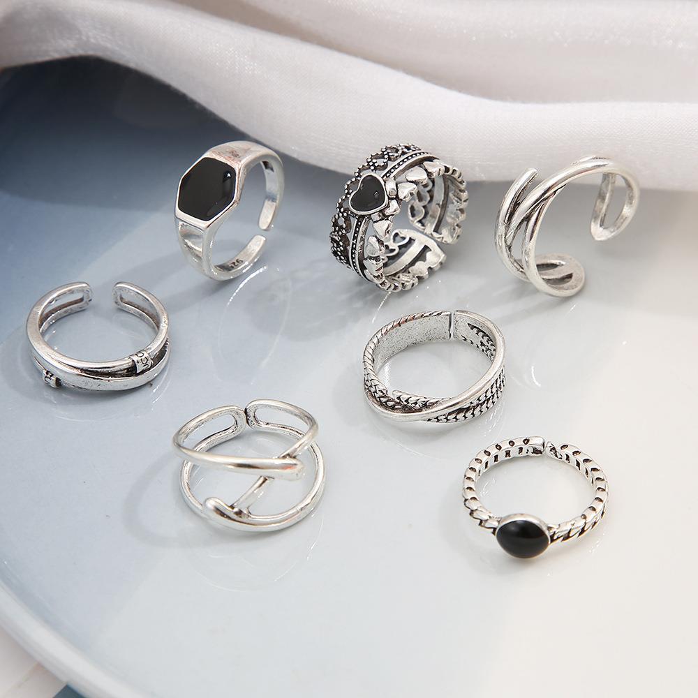 Modern Style Geometric Heart Shape Alloy Plating Women's Rings 7 Pieces display picture 3