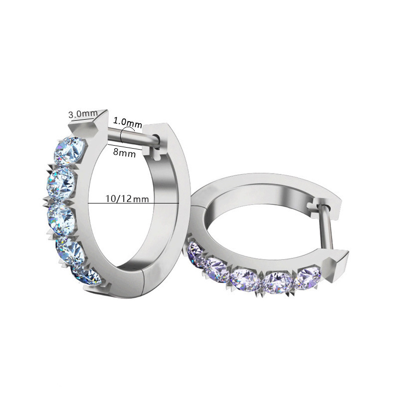 Titanium Alloy F136 Implant-Grade Straight Needle Earrings with 5A Zircon for Ear Piercing, G23 Jewelry Ear Studs, Dazzling Earlobe Rings detail image 9