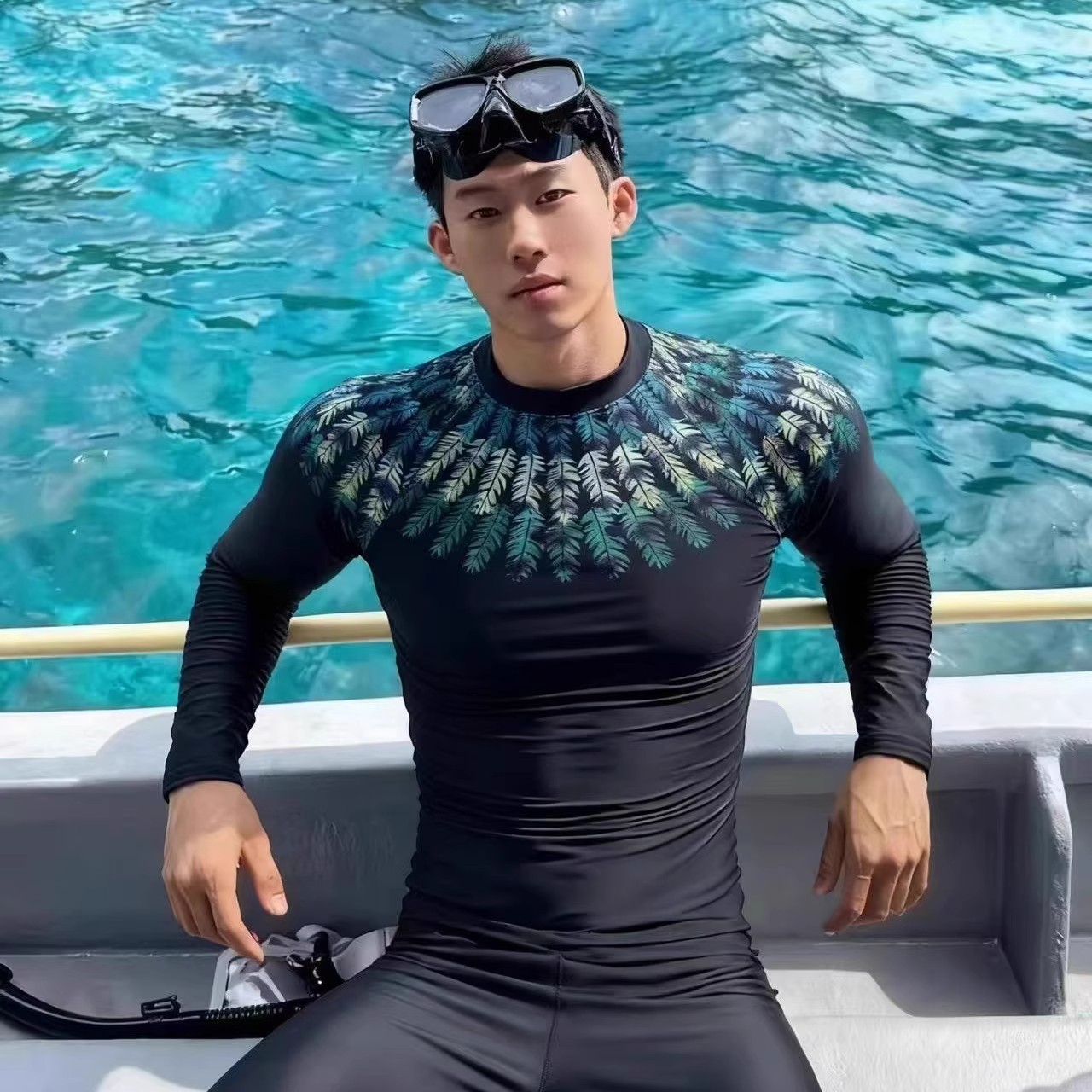 Men's Casual Surfing Swimsuit Surfing Sports Long-Sleeved Surfing Suit Quick-Drying Anti-Uv Sun Protection Suit Wetsuit