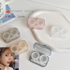 Transparent color compact contact lens case ins style high-value contact lens box portable high-end contact lens storage box