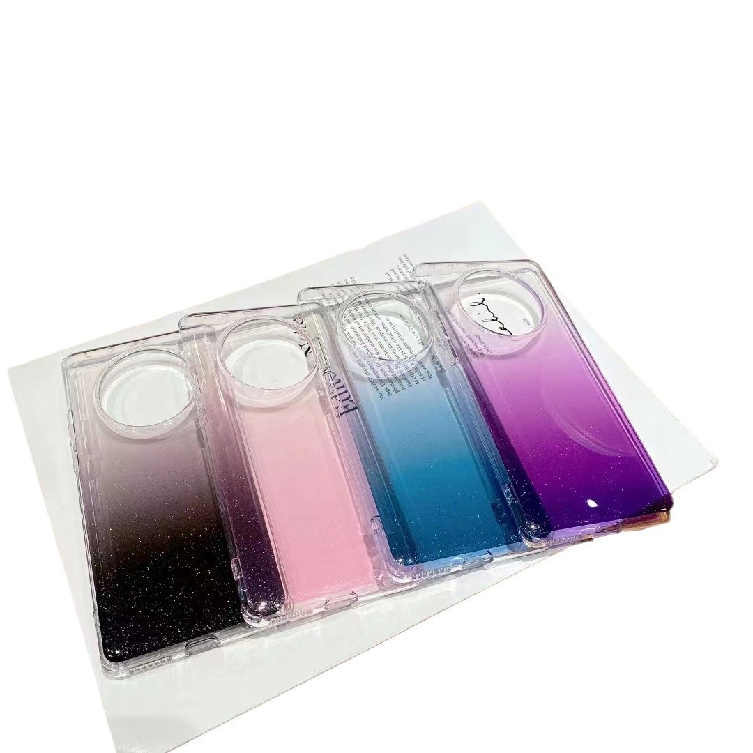 Nueva funda de acrílico transparente con purpurina degradada de un solo color, adecuada para el teléfono móvil Huawei Mate70PRO y Mate50.