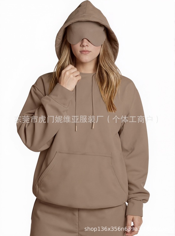 2025跨境欧美秋冬亚马逊带内置眼罩连帽衫带飞机模式旅行连帽衫|undefined