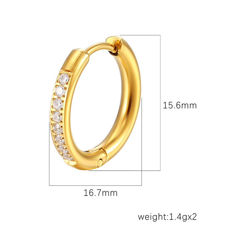 Pendientes de anillo de oreja de acero de titanio para mujer de estilo de lujo ligero europeo y americano pendientes de diamantes accesorios simples de moda hebillas de oreja de acero inoxidable al por mayor