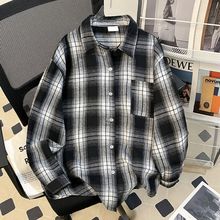 美式复古格子衬衫男女2025秋冬季痞帅长袖衬衣潮流百搭宽松上衣潮