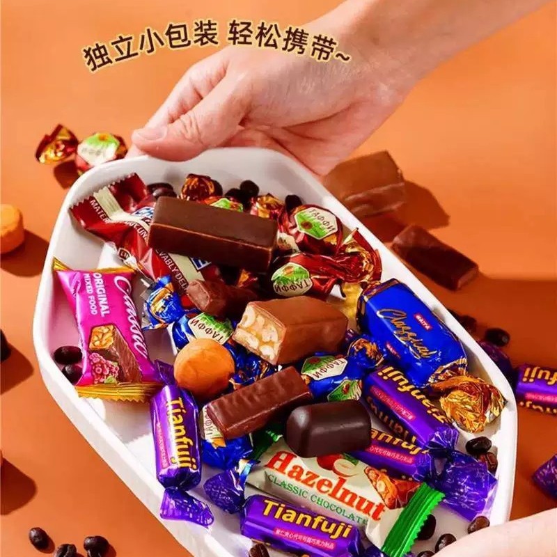 三只小蜜蜂俄罗斯风味水果夹心软糖 多口味混合休闲零食喜糖年货