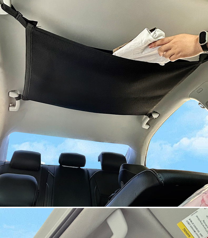 Car Interior Storage Bag, Overhead Storage Bag, Self-Driving Travel Storage Solution, Portable Car Storage Net, Suv Roof Pocket