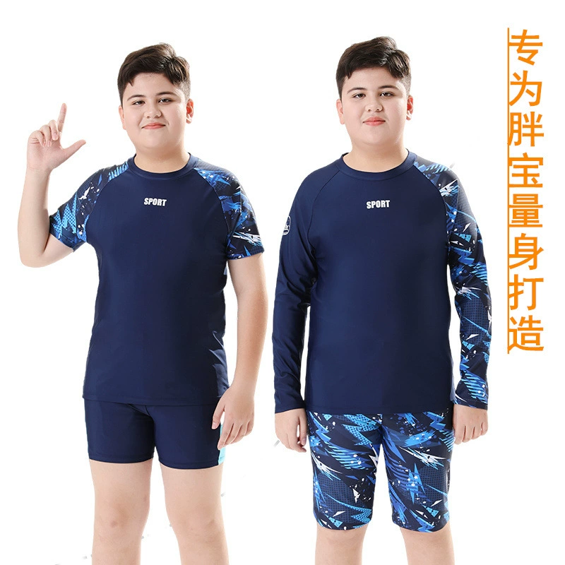 Разделенный купальник для толстого мальчика Zhuangtong с длинными рукавами, защита от солнца, быстросохнущий, для похудения детей старшего возраста, вид плавания UPF50+