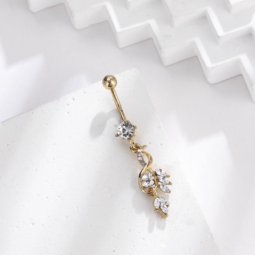 Piercing nombril cœur fleur avec strass bijou de corps luxe_voghion.com