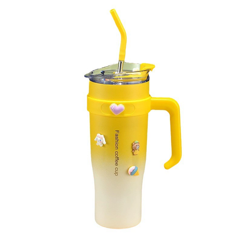 (Cross-border trading), capacious glass, thermos, handheld handle, straw, gradient, 40 oz