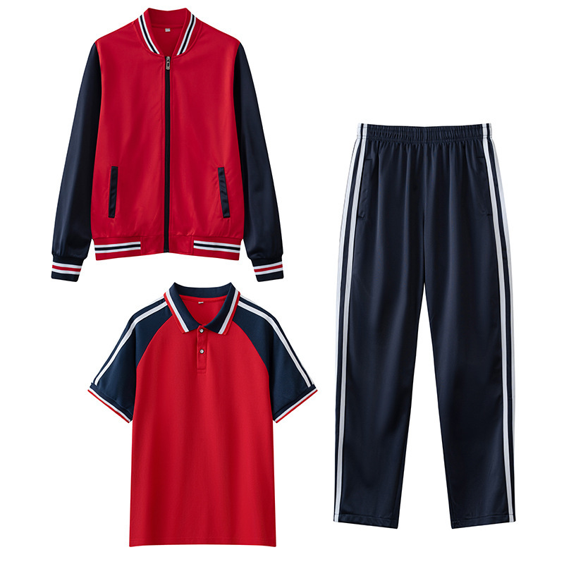 春秋中学生制服セット高校生徒運動会クラス服学院風赤団体入場服|undefined