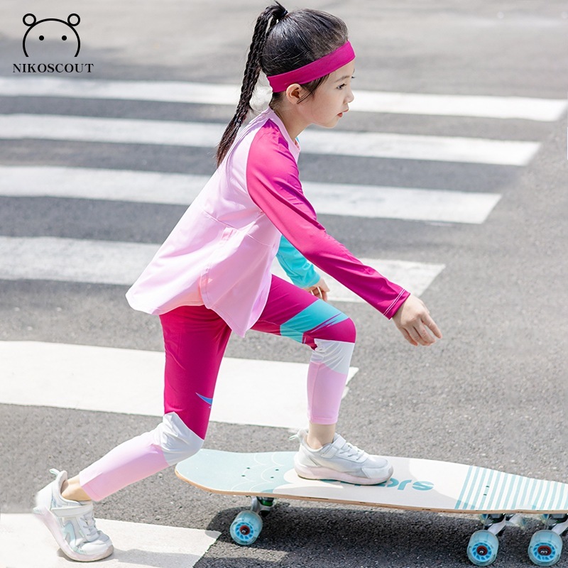女の子秋服セット 2025 秋冬子供スポーツ速乾服日焼け止め吸汗ランニングヨガ服登山服|undefined