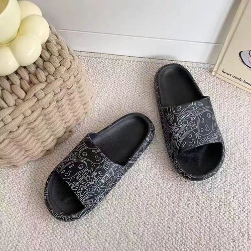Doodle Couple Slippers Soft Sole Comfortable Summer Non-Slip Outdoor Wear Home Indoor Bathroom Cartoon Pattern Women's Cooling Slippers