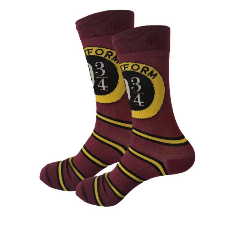 Letter, Number Pattern Unisex Retro Letter Number Cotton Crew Socks A Pair