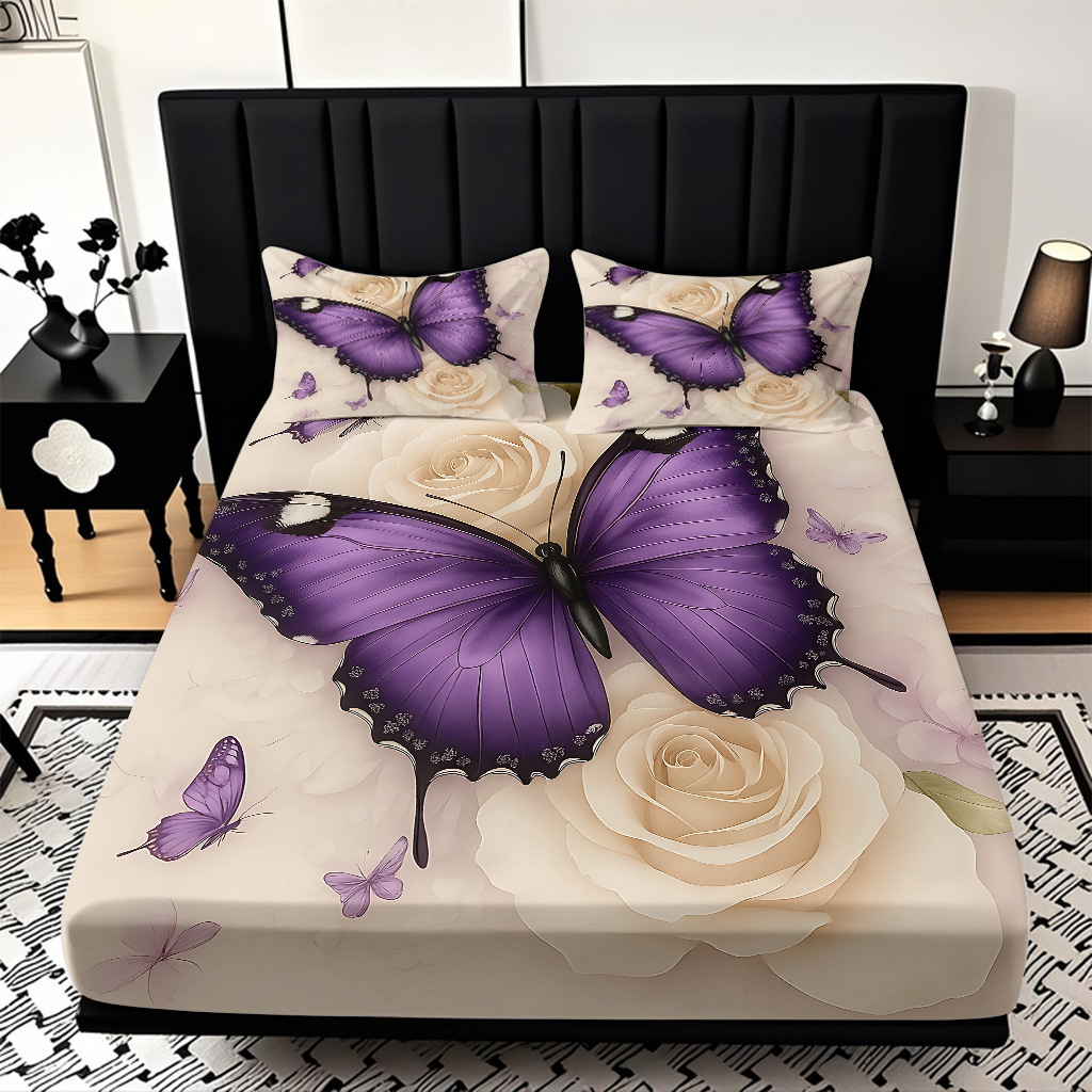 TEMU / JIT cama abrasiva Kits de almohada mariposa de color impresión digital 3D fuente de ropa de cama fabricantes