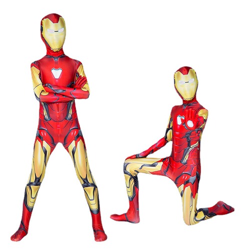 Avengers: Endgame Kids' Iron Man Suit – Tight-Fitting Bodysuit for Cosplay, Featuring Captain America Costume