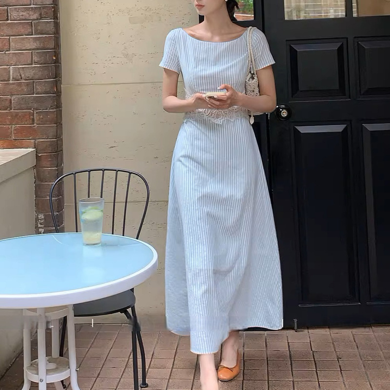 Dh Ofiial French Stereo Lace Flower Dress