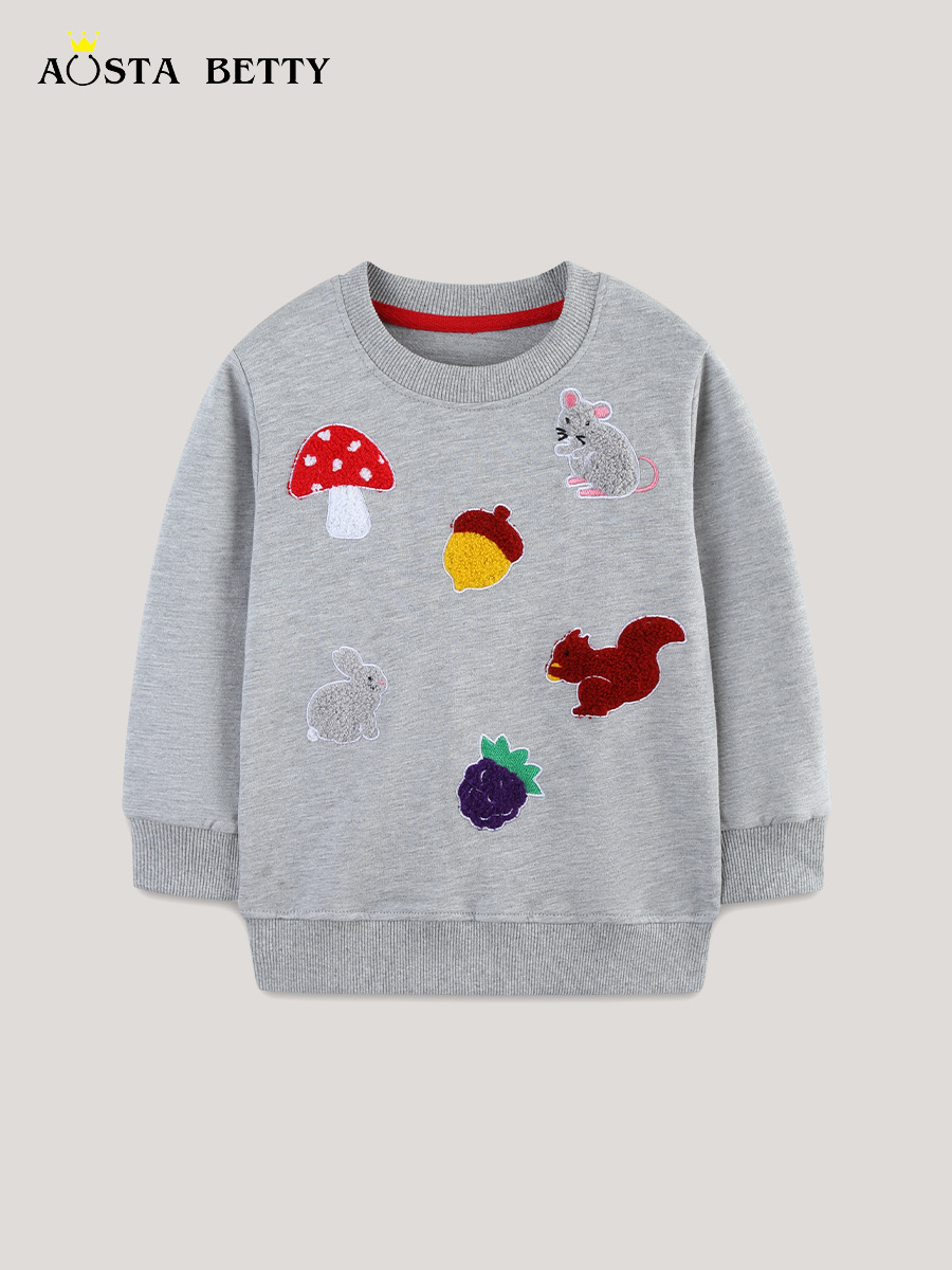 Sudadera de otoño para niños, estilo europeo y americano, con bordado de animales, suéter de punto de algodón para niños pequeños, venta al por mayor. image 3