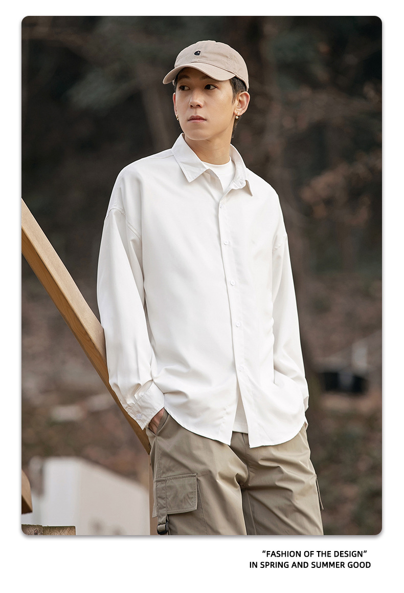 Goryeo silk drape long sleeved shirt 2024 spring/summer new texture trendy brand loose top jacket for men_voghion.com