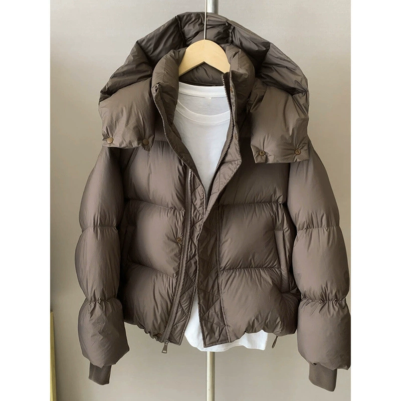 Короткая стеганая куртка с пухом, зимний худи, утолщение, oversize